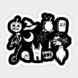 Cute Halloween Pumpkin Ghosts Witches Collection Sticker